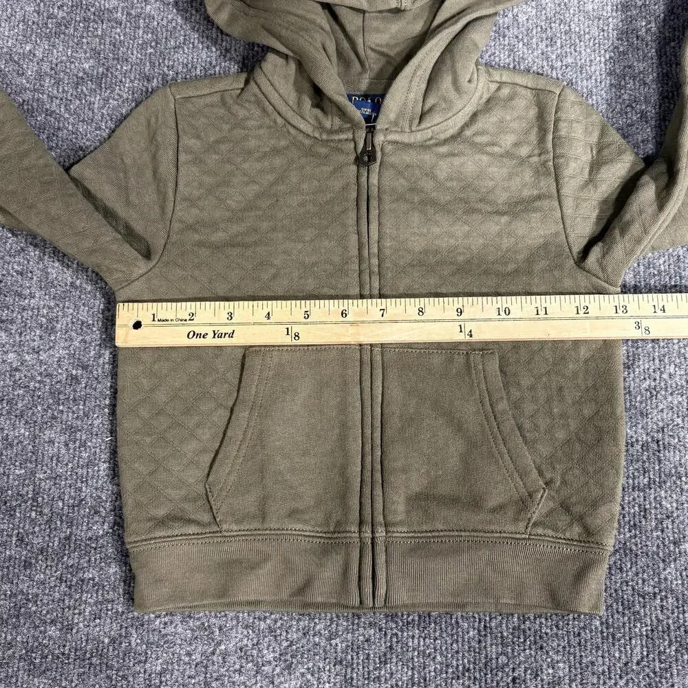 Polo Ralph Lauren Hoodie Kids 6 Island Green Quilted Full Zip Knit Sweatshirt